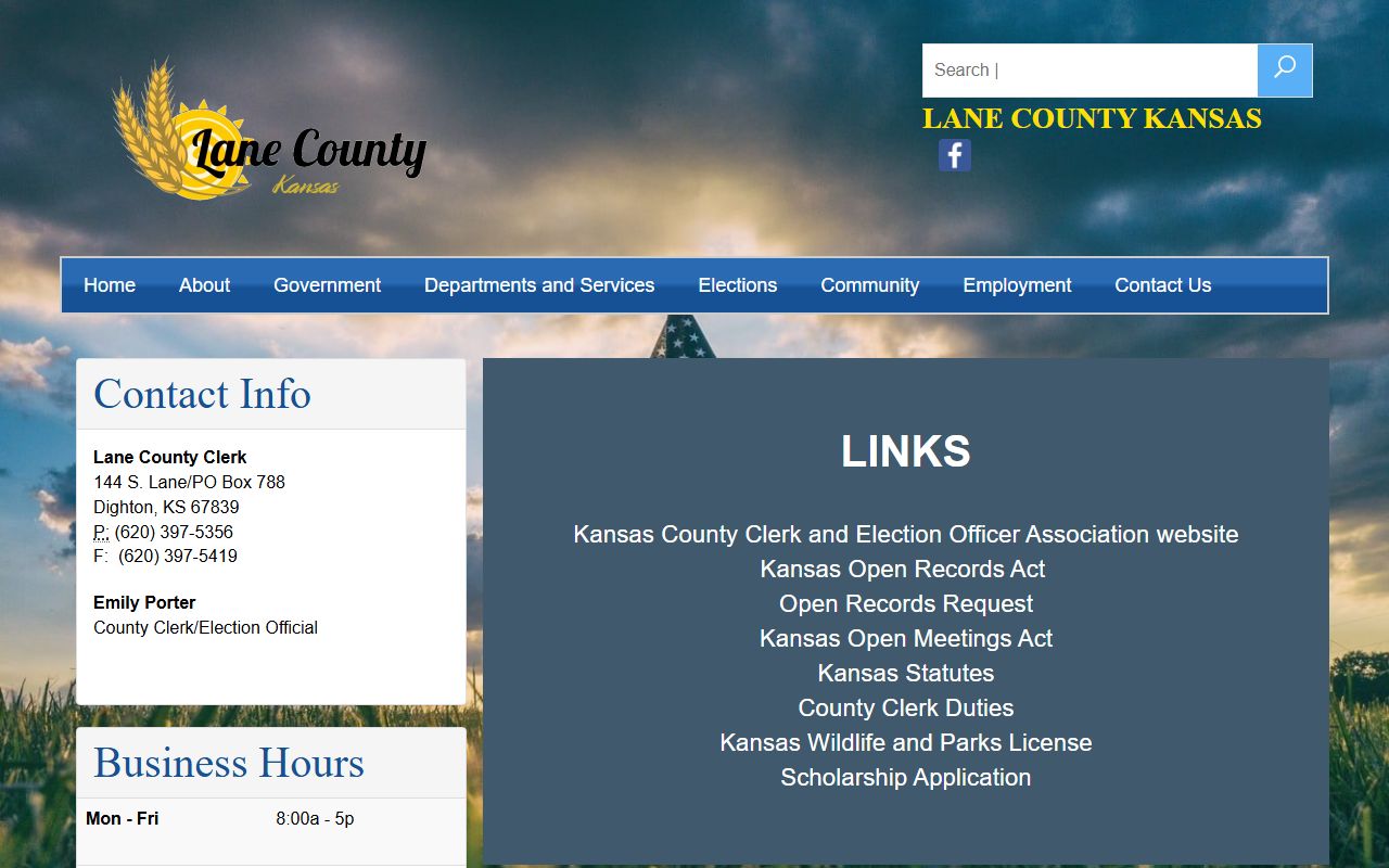 Lane County court records County Clerk page