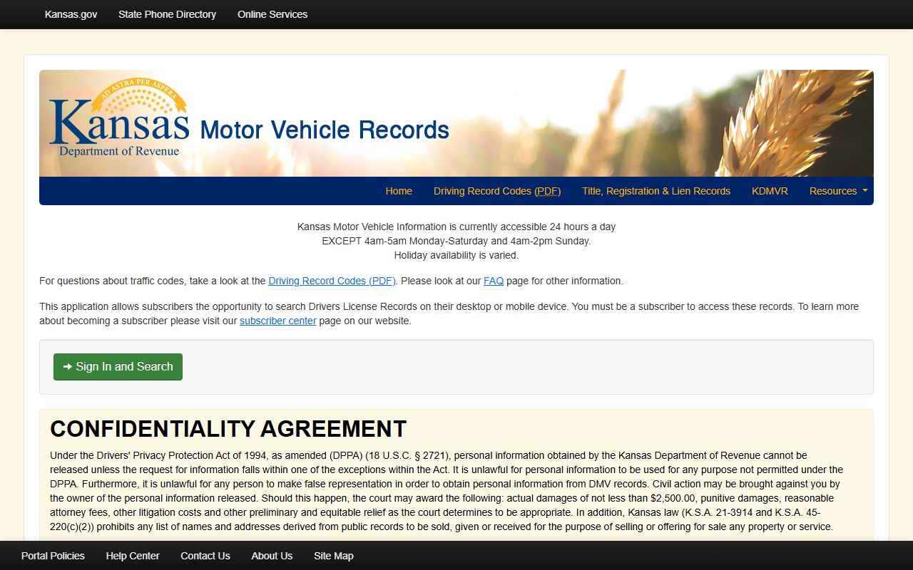 Lane County traffic court records Kansas motor vehicle records portal