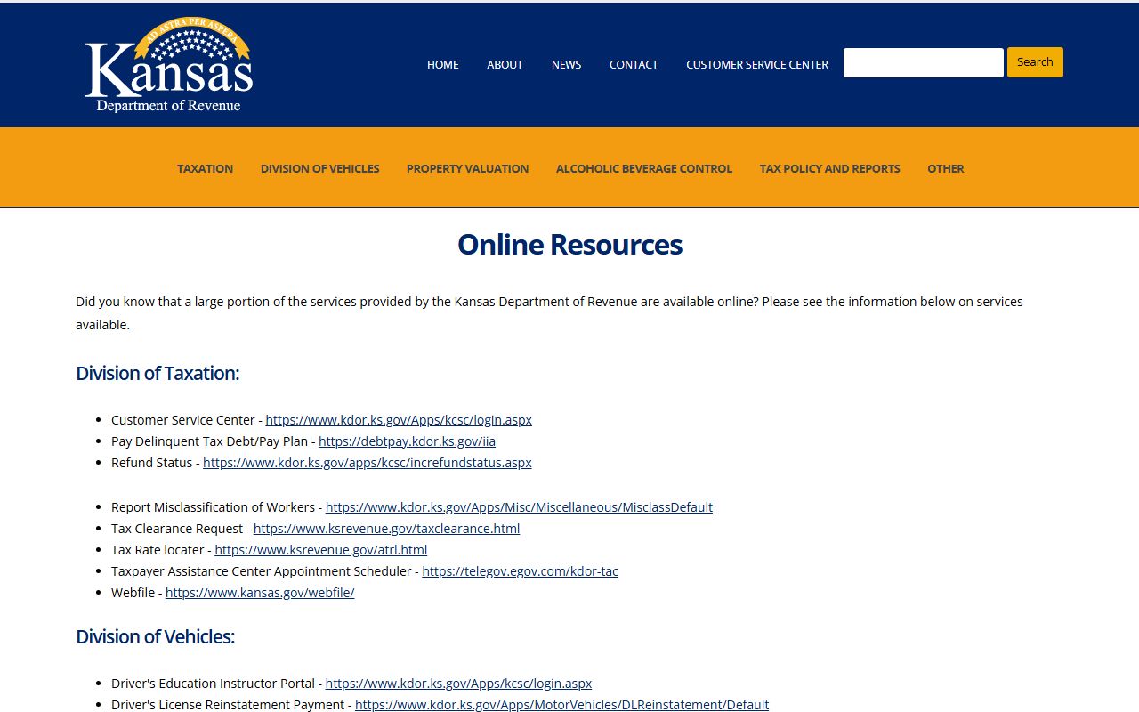 Lane County traffic court records Kansas Department of Revenue online services